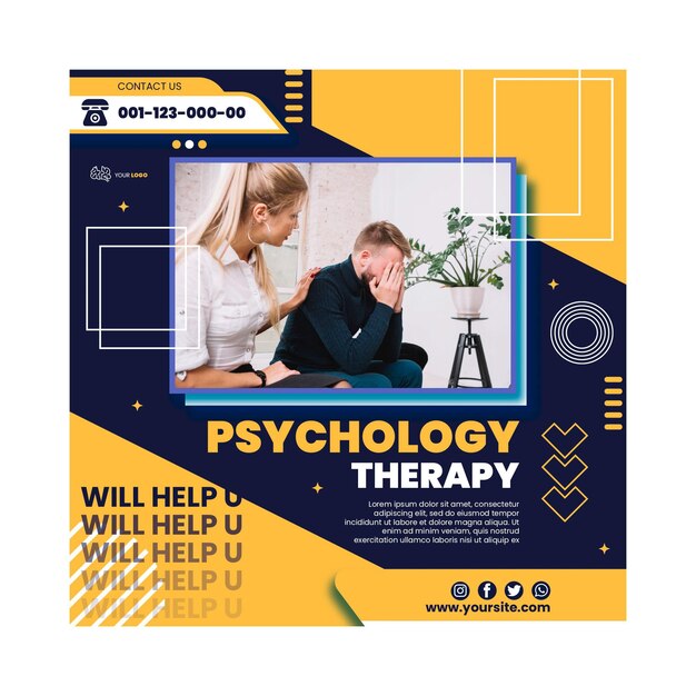 psychology therapy squared flyer template