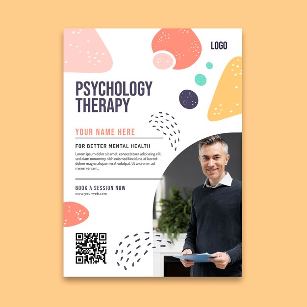 Psychology therapy vertical flyer