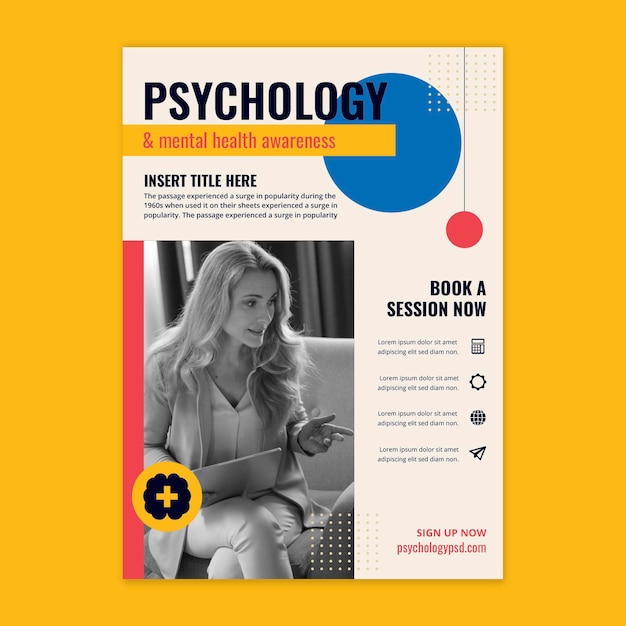 Psychology vertical flyer template