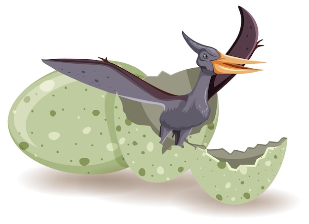 Pterosaur hatching from egg