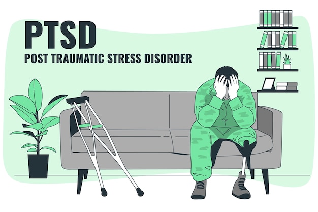 Vettore gratuito illustrazione del concetto di ptsd