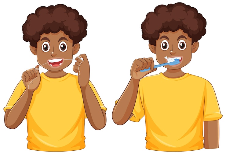 Free Vector puberty boy caring for his teeth