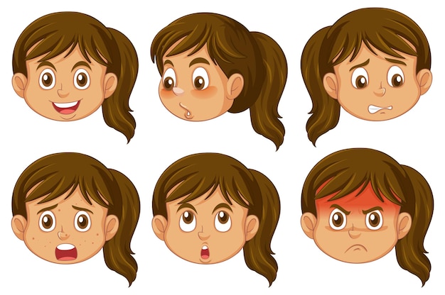 Free vector puberty girl cartoon characters set