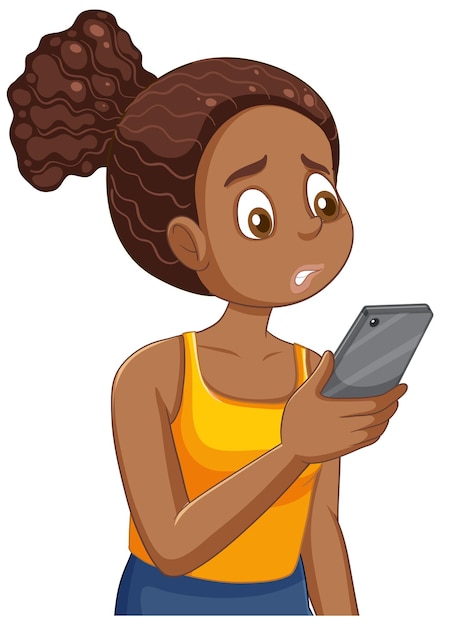 Free vector puberty girl distracted by her phone