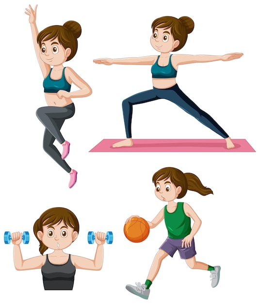 Free vector puberty girl doing yoga collection