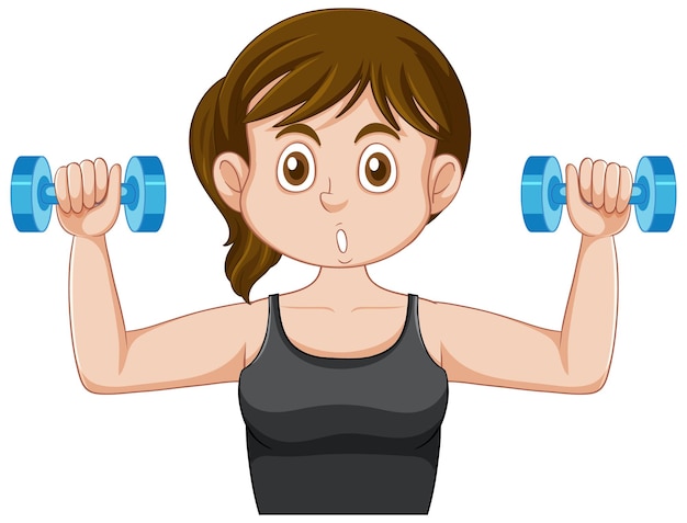 Free vector puberty girl holding dumbbells