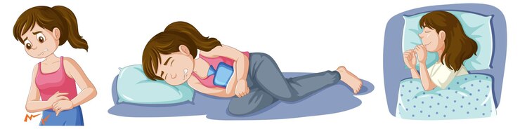 Бесплатный Вектор коллекция персонажей мультфильмов о девочках полового созревания