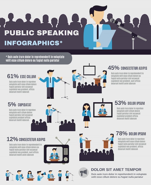 Free vector public speaking infographics