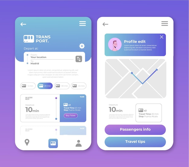 Public transport app design