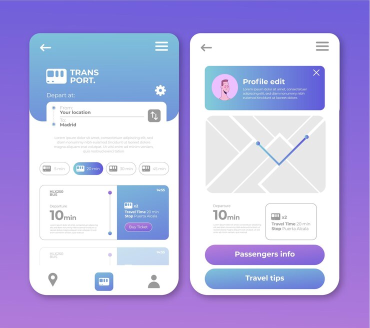 Free Vector public transport app design