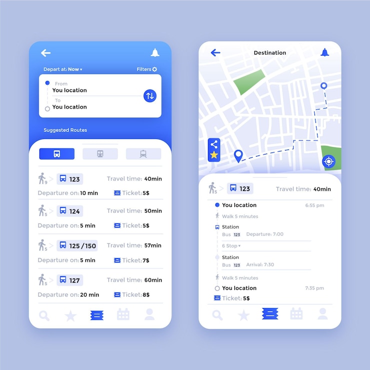 Free Vector public transport app interface