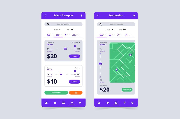 Free Vector public transport app template