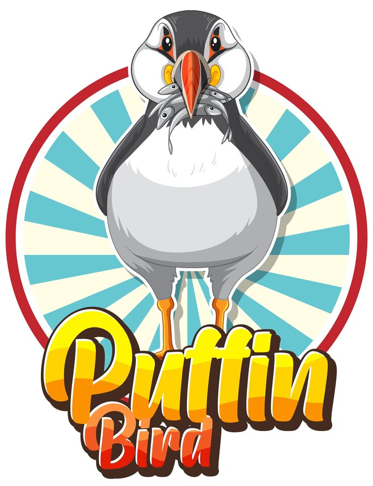 Free Vector puffin bird logo with carton character