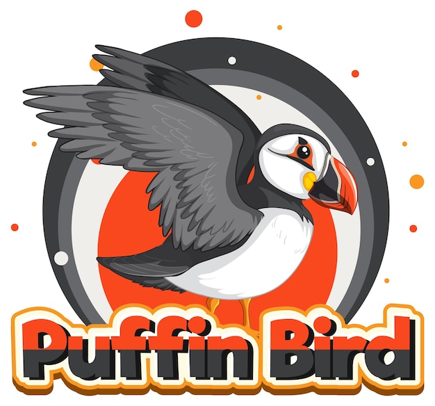 무료 벡터 상자 캐릭터가 있는 puffin 새 로고