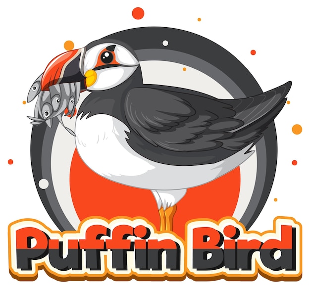 Logo dell'uccello puffino con carattere di cartone
