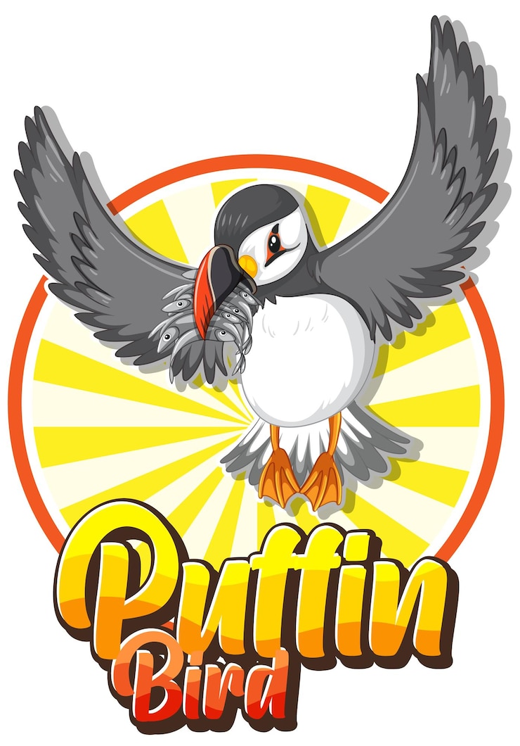 Free Vector puffin bird logo with carton character