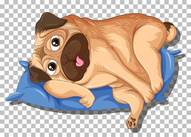 pug dog on pillow cartoon character