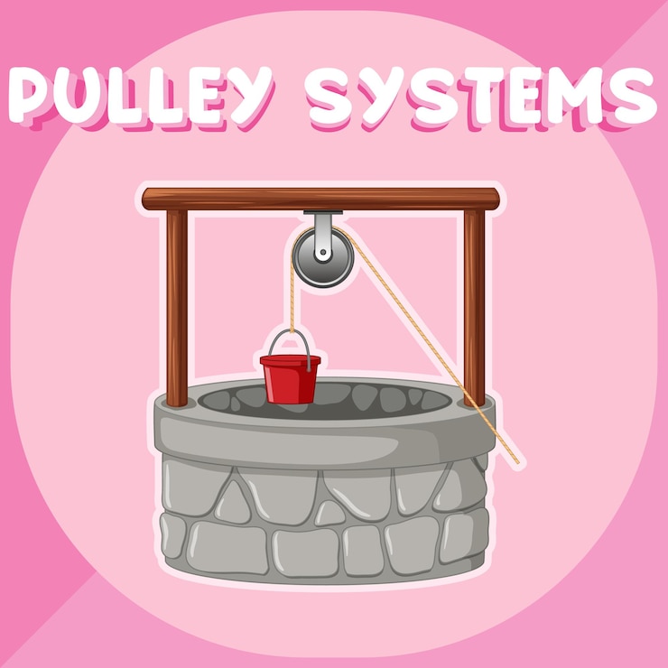 Free Vector pulley systems poster with a well
