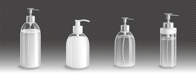 Pump bottles for liquid soap lotion or shampoo