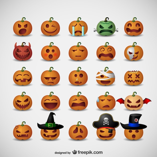 Free vector pumpkin emoticons for halloween