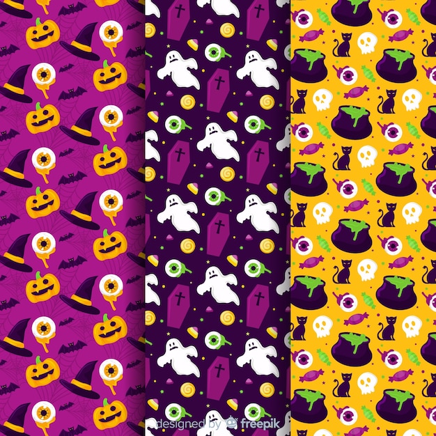 カボチャとゴーストフラットハロウィーンパターンコレクション