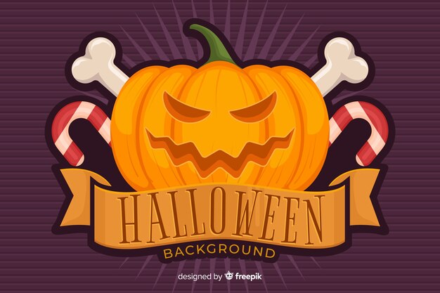 Pumpkin halloween background in flat design