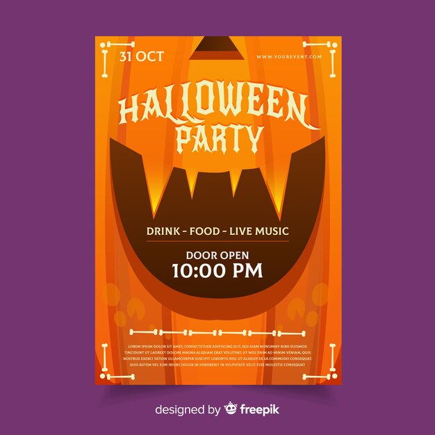 Free vector pumpkin laughing halloween party flyer template