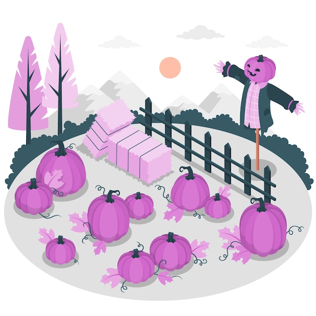 Free vector pumpkin patch concept illustration