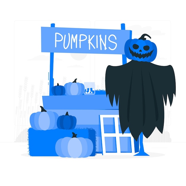 Pumpkin stand for halloween concept illustration