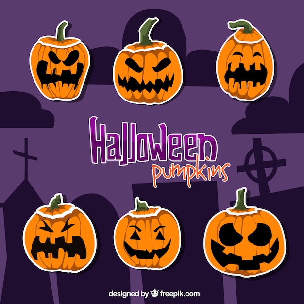 Free vector pumpkin stickers collection