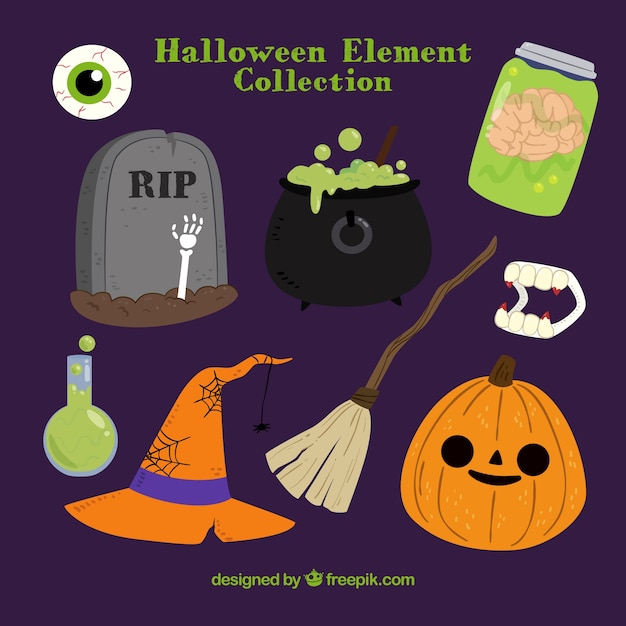 Pumpkin with other halloween elements