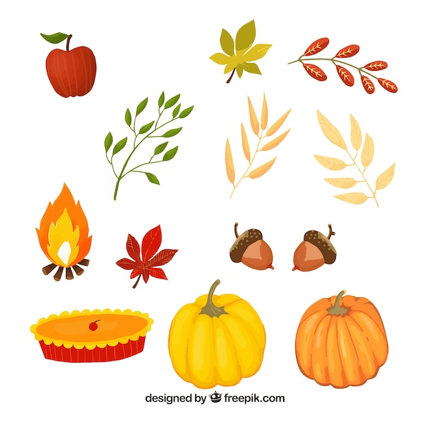 Free vector pumpkins and other natural watercolor vintage elements