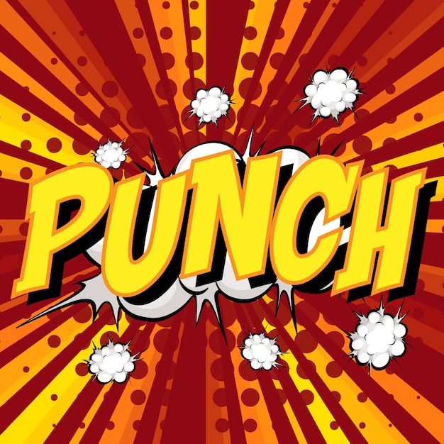 PUNCH wording comic speech bubble on burst