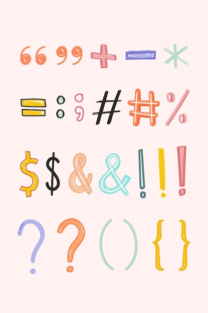 Free vector punctuation marks hand drawn doodle style set vector