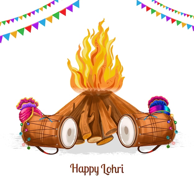 Vettore gratuito punjabi festival felice lohri carta vacanza sfondo