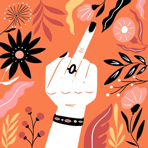 Бесплатное векторное изображение Панк символ средний палец руки