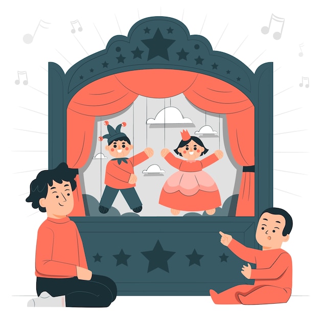 Free vector puppet show concept illustration