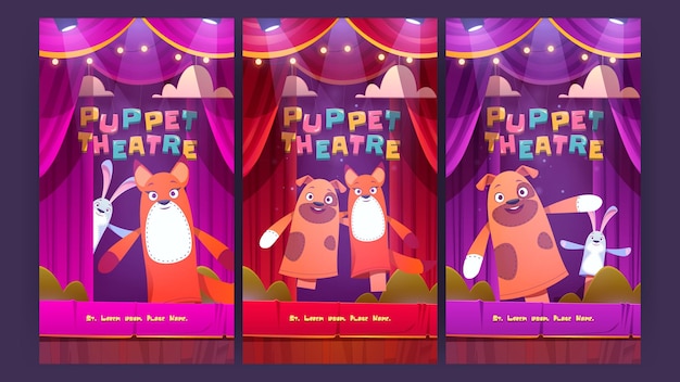 Free vector puppet theatre marionette show for kids