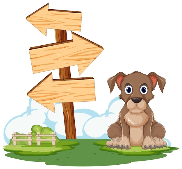 Free vector puppy at the crossroads signpost