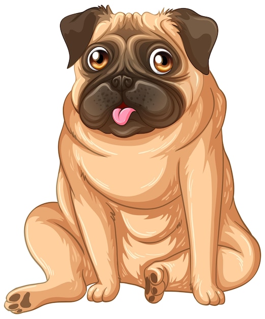 Free vector puppy pug cartoon on white background