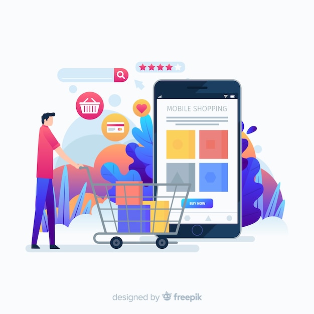 Free vector purchase app idea landing page