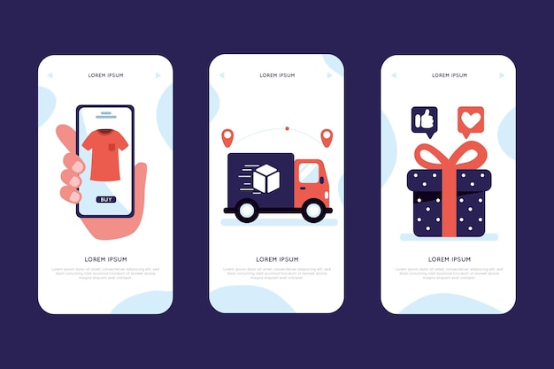 Free vector purchase online app concept collection