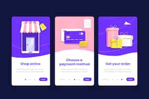 Free vector purchase online onboarding app screens