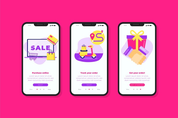 Free Vector purchase online onboarding app screens