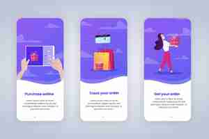 Free vector purchase online onboarding app screens