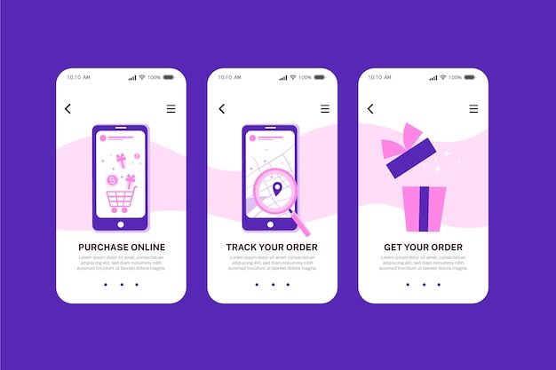 Free vector purchase online onboarding app screens