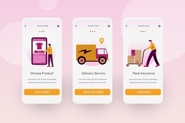 Free vector purchase online onboarding app