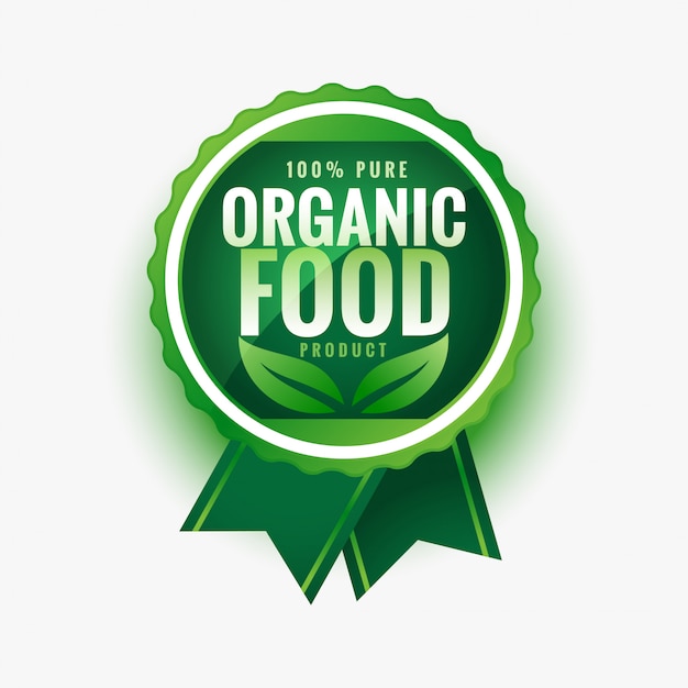 Чистые органические продукты питания зеленые листья этикетки или наклейки