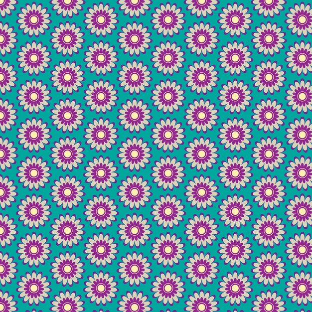 アクアマリンの背景を持つ紫の花のパターン