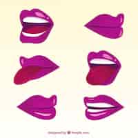 Free vector purple 2d lips collection